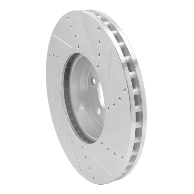 Mercedes-Benz C400 Brake Rotor (1) - Front Left - R1 Concepts - Drilled & Slotted - Silver - `15-`23